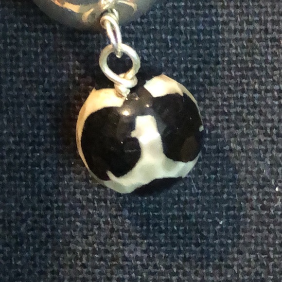 SIMON SEBBAG Sterling Silver Hammered Turtle Shell Agate Drop Dangle Earrings - Picture 10 of 11